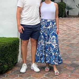 Cara Cara Blue Patterned Midi Skirt